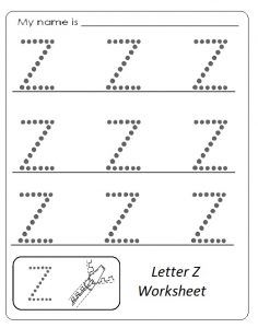 Tracing Letter Z Worksheets