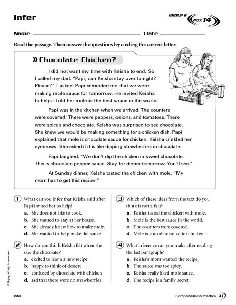 Making Inferences Worksheets Grade 4