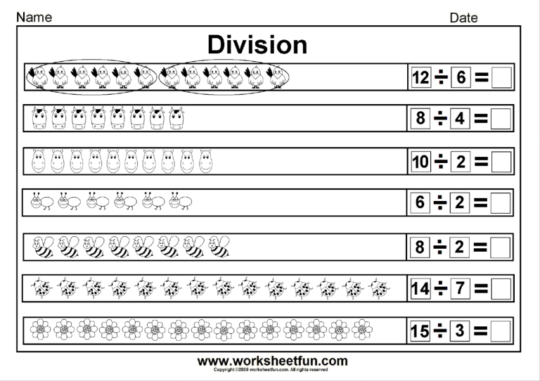 Simple Division Worksheets For Kids