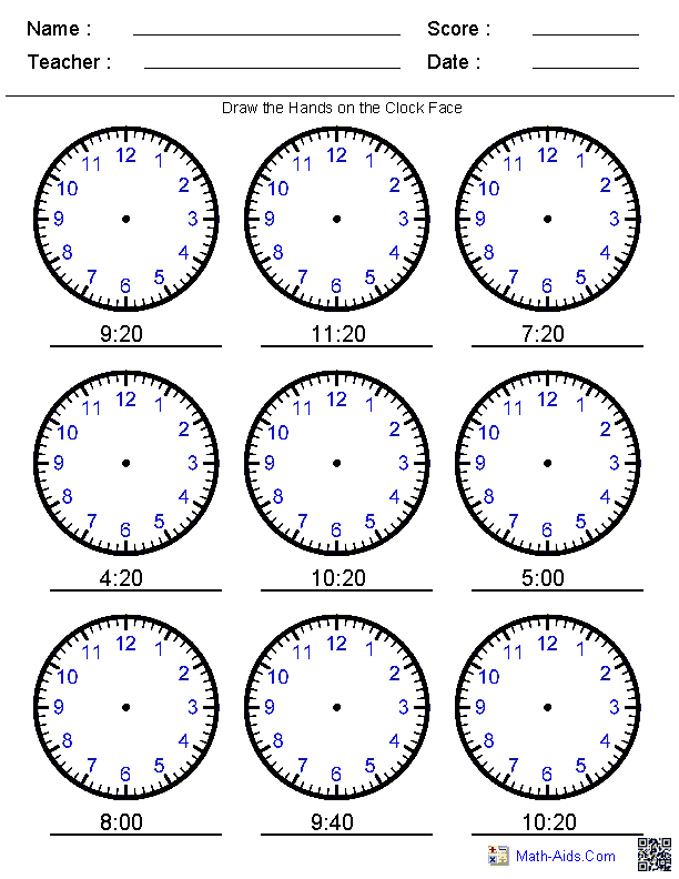 Telling Time To The Minute Worksheets