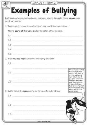 Bullying Worksheets For 2nd Grade