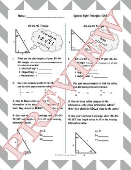 Kuta Software Special Right Triangles Worksheet