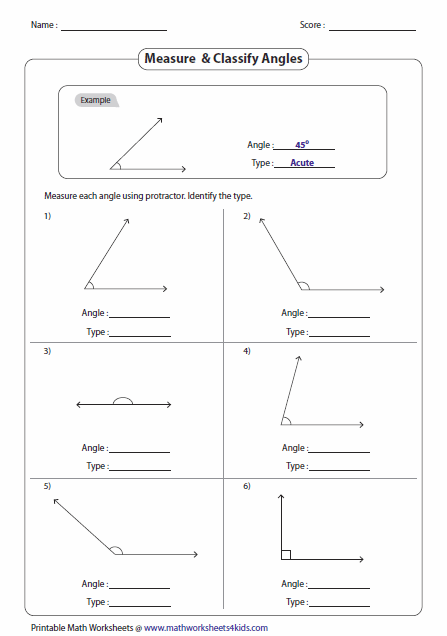 Angles Worksheet 4th Grade