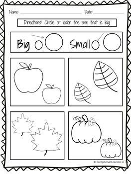 Big And Small Worksheet For Nursery