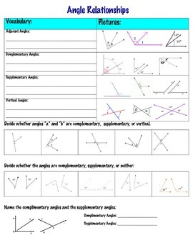 Complementary And Supplementary Angles Worksheet 1