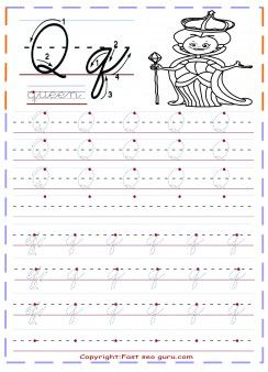 Cursive Letters Worksheet Q