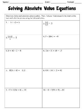 Solving Absolute Value Equations Worksheet