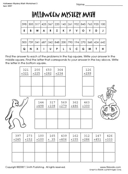 Halloween Math Worksheets For 5th Grade