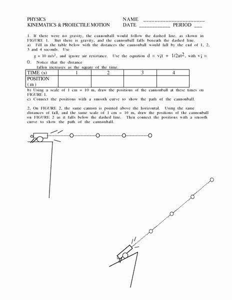 Projectile Motion Worksheet Answers