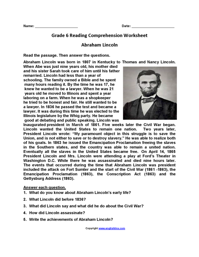 Year 6 Reading Comprehension Pdf