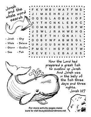 Jonah And The Whale Activity Sheets