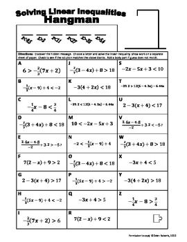 Inequalities Worksheet Algebra 2