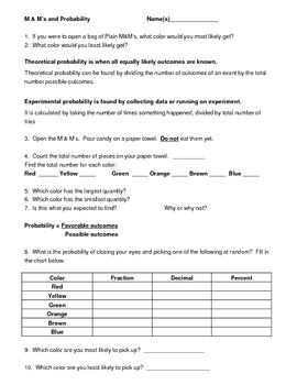 Experimental Probability Worksheets