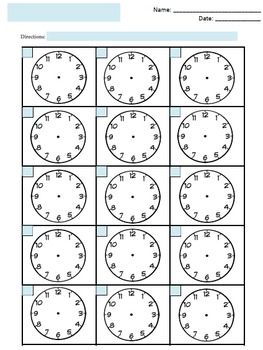 Telling Time Blank Clock Worksheets