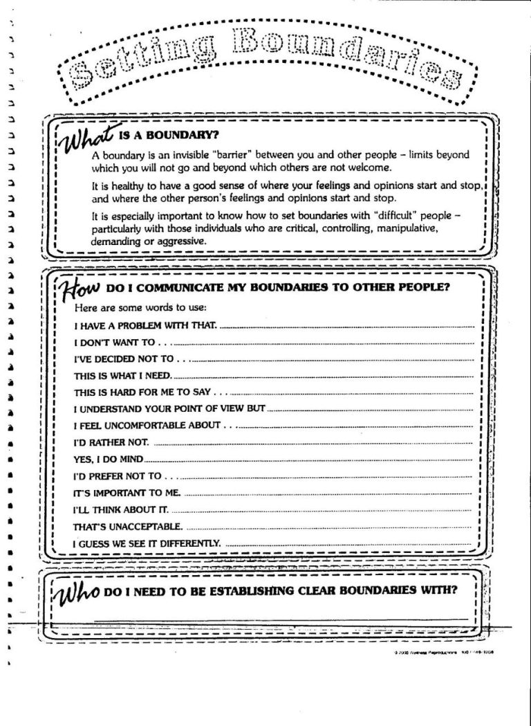 Setting Boundaries Worksheet Pdf