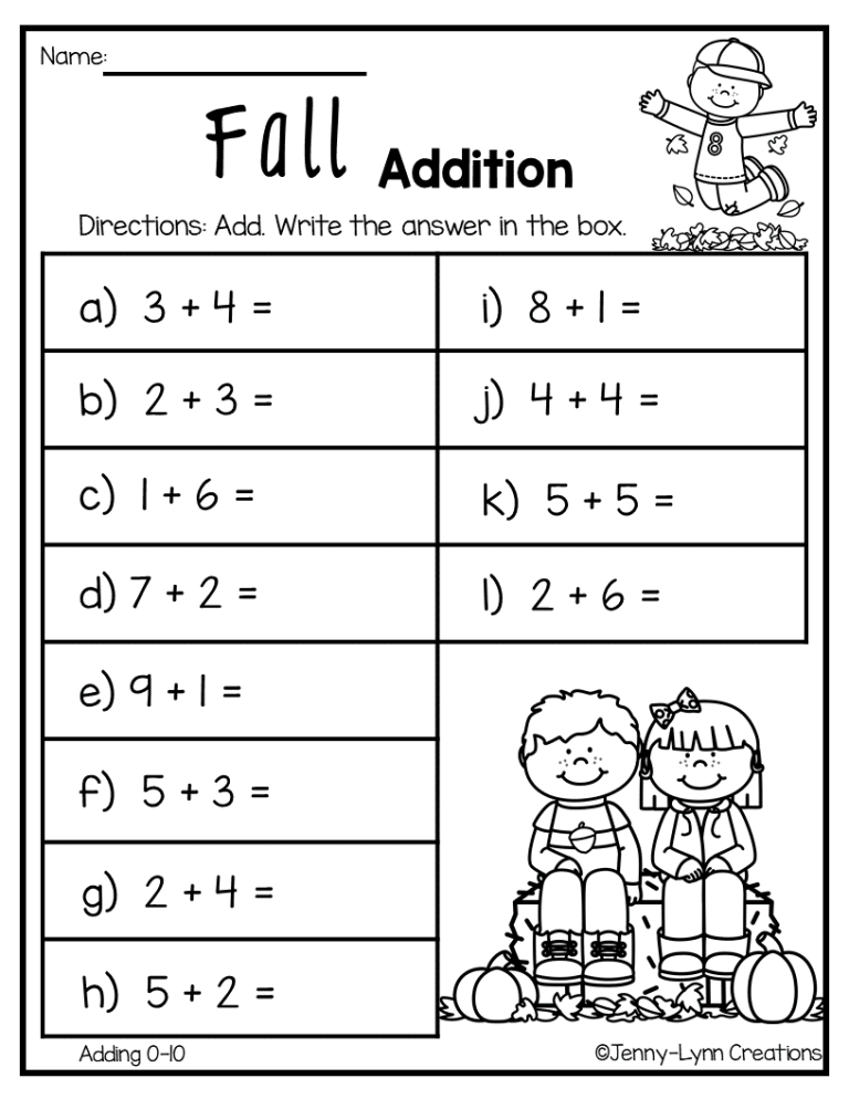 Addition Facts To 20 Worksheet