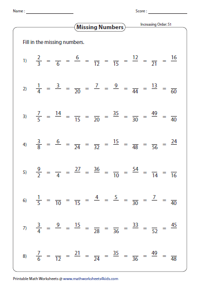 Equivalent Fractions Worksheet