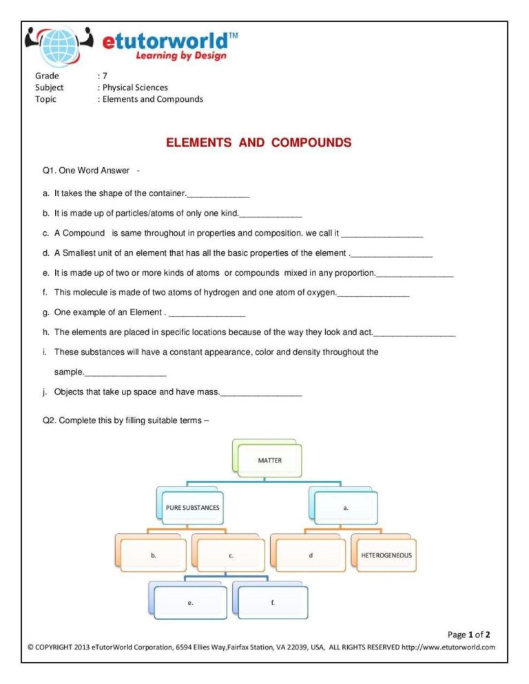 7th Grade Science Worksheets Pdf