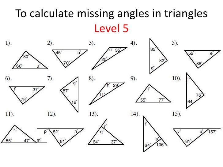 Finding Missing Angles In Triangles Worksheet