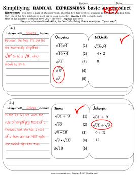 Simplifying Square Roots Worksheet Answers With Work