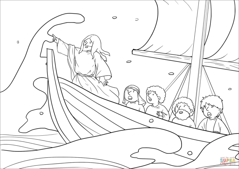 Jesus Calms The Storm Coloring Page