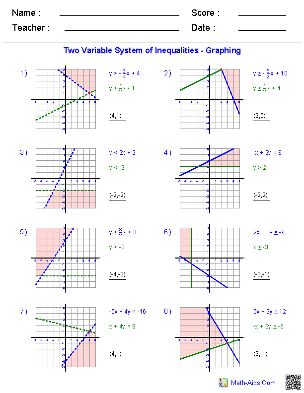 System Of Equations Worksheet Answer Key