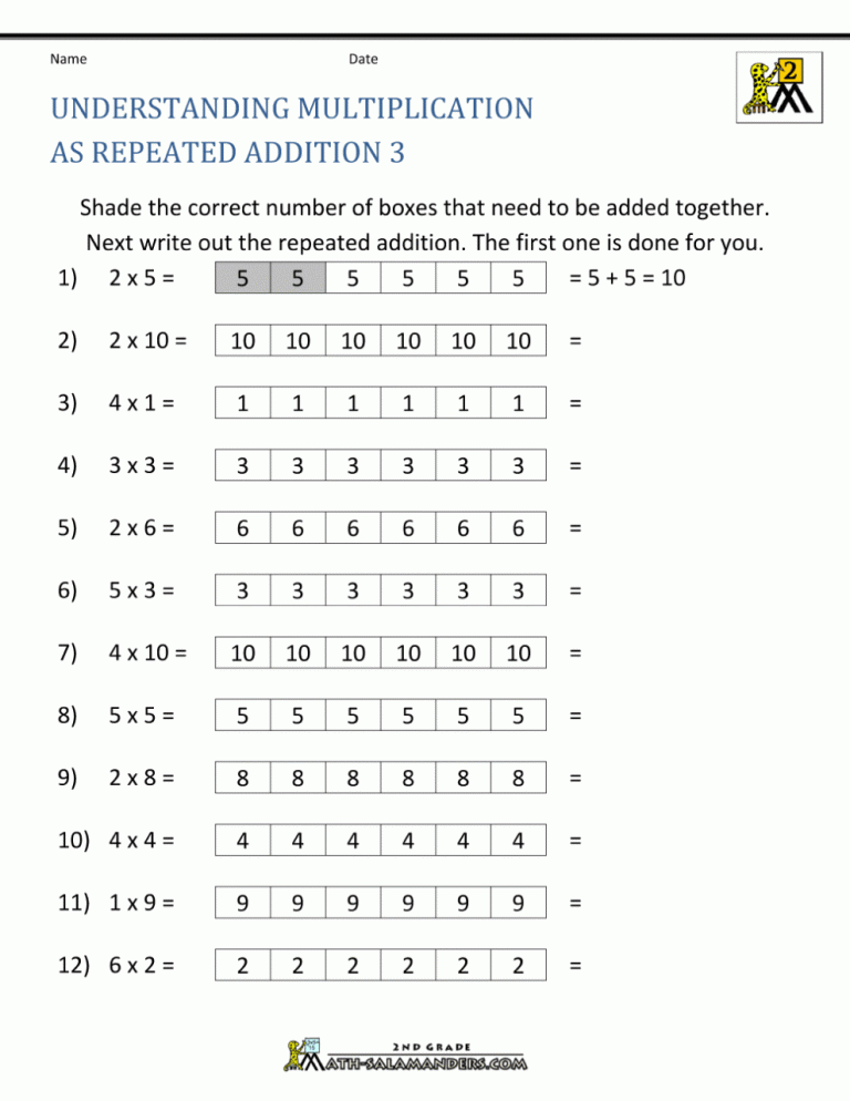 Beginner Multiplication Worksheets For Grade 2