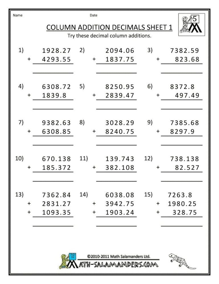 Subtraction With Regrouping Worksheets 5th Grade