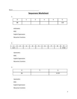 Arithmetic And Geometric Sequences Worksheet Pdf