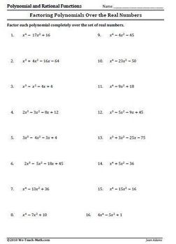 Factoring Polynomials Worksheet Kuta