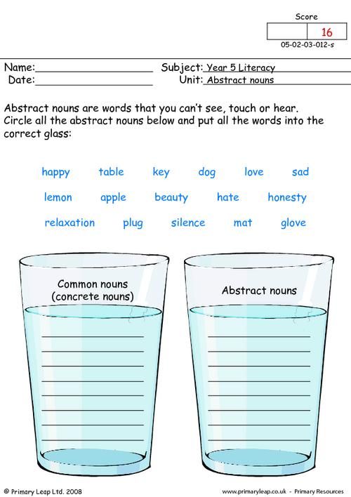 Concrete And Abstract Nouns Worksheet 3rd Grade