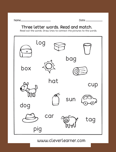 Beginner Phonics Three Letter Words Worksheets