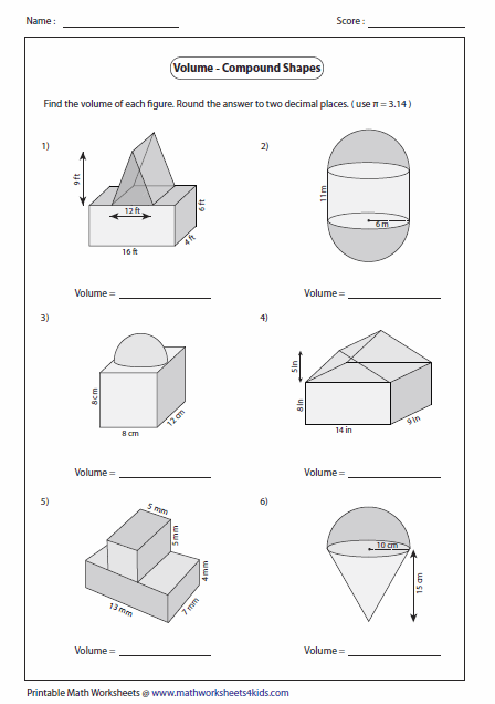 Compound Shapes Worksheet Answers