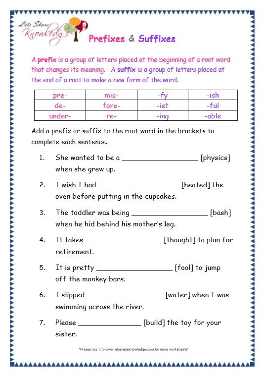 Root Words Worksheet Grade 4