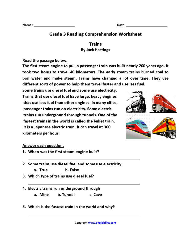 Comprehension For Class 3