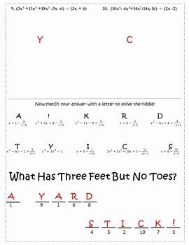 Synthetic Division Worksheet Answers