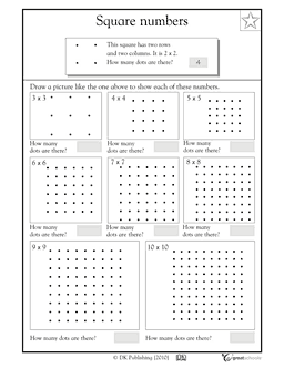 Square Numbers Worksheet 3rd Grade