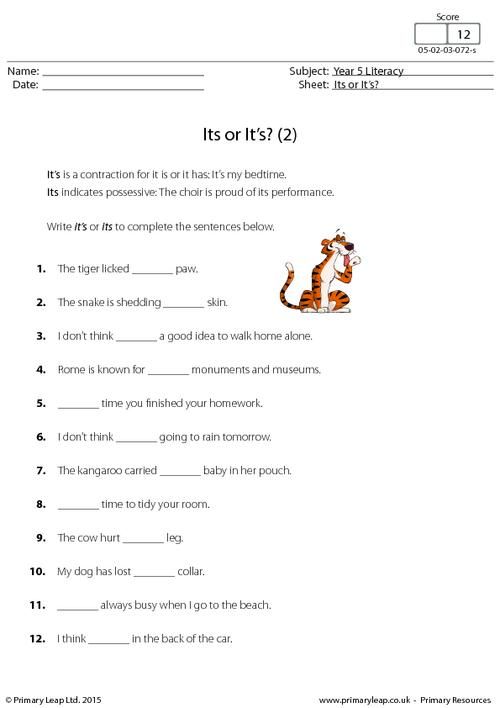 Year 5 English Worksheets Printable