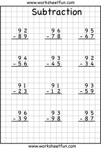 Subtraction With Regrouping Worksheets With Boxes