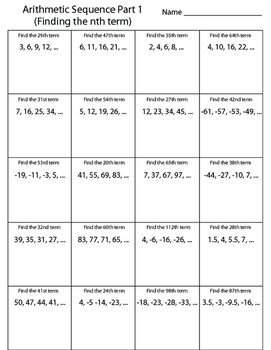 Arithmetic Series Worksheet Answers