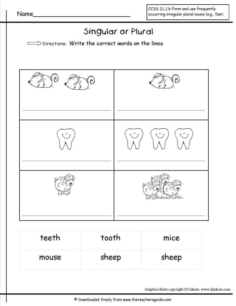 Irregular Plural Nouns Worksheet Free