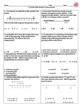 Number Sense Worksheets 7th Grade