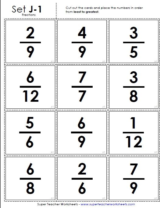 Ordering Fractions Worksheet