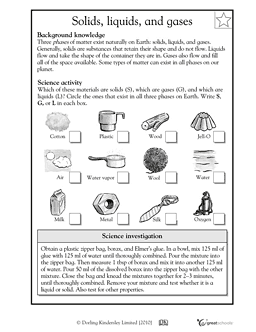 Solid Liquid Gas Worksheet 5th Grade