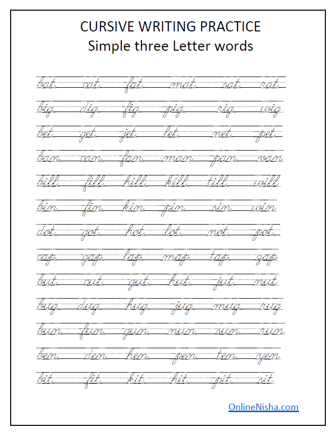 Alphabet Practice Cursive