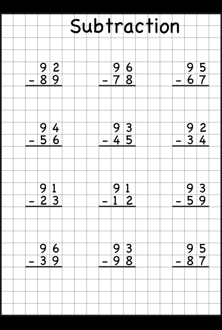 Subtraction With Regrouping Worksheets Printable