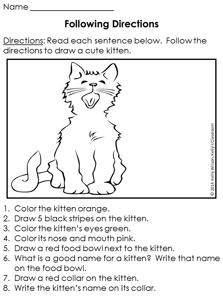 Directions Worksheet Following Directions Drawing Activity