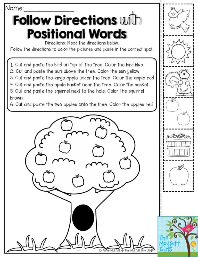 Following Directions Worksheet Kindergarten