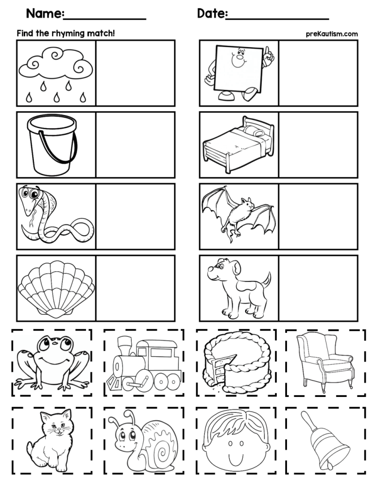 Rhyming Worksheets September