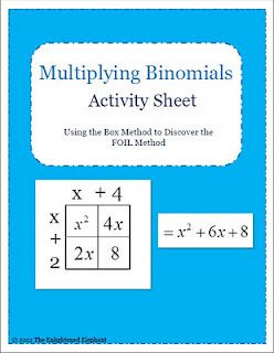 Algebra Multiplying Binomials Worksheet